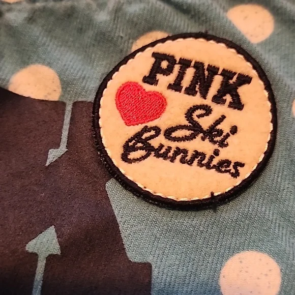 Y2K PINK VS Road Trip/Ski Bunnies Patch Shorty Shorts. Size: S - Picture 8 of 12